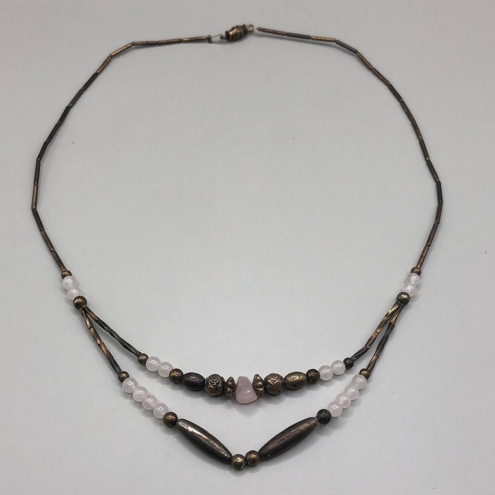 Vintage liquid sterling silver chain and natural gemstones southwestern necklace